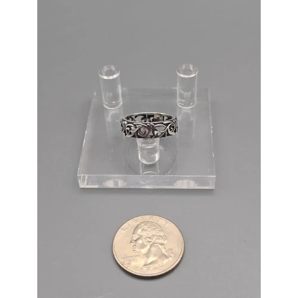 925 Sterling Silver Openwork Scroll Floral Ring Vine Band Women's Size 6-9